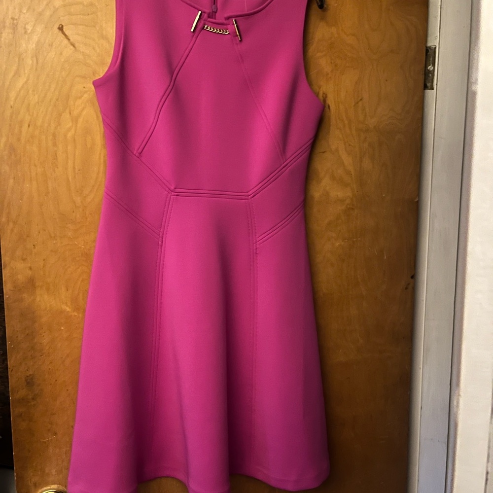 Ivanka Trump Sleeveless Fit-and-Flare Dress in Fuchsia